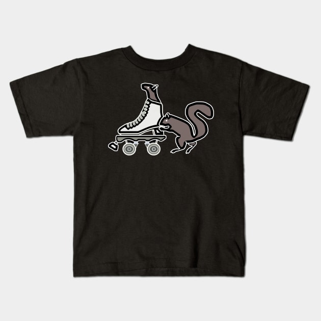 Roller-skating Squirrel Kids T-Shirt by Long Neck Designs